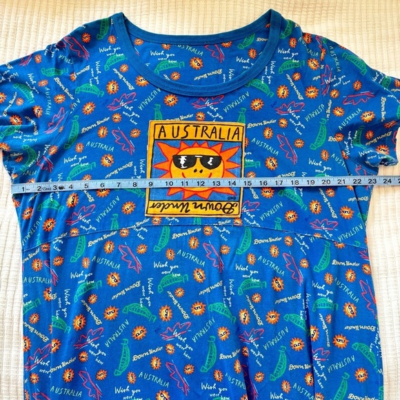 Australia 80's 90's Women's Short Sleeve Mumu Dress Vacation Down Under Boho OS - Picture 8 of 10